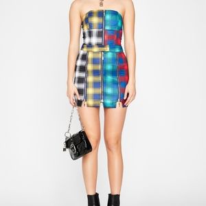NWOT Dolls Kill Multi Colored Plaid Zipper Skirt